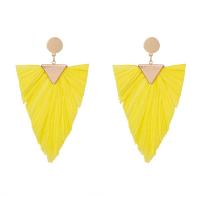 Fashion Tassel Earring, Zinc Alloy, Triangle, gold color plated, for woman 95*55mm 