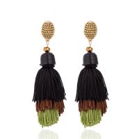 Fashion Tassel Earring, Cotton Thread, plated, multilayer & for woman 111*30mm 