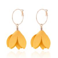 Zinc Alloy Drop Earring, Flower, gold color plated, for woman 71*39mm 