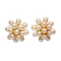Freshwater Pearl Stud Earring, brass post pin, silver color plated, with packing box & for woman, pink, 20mm 