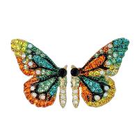 Zinc Alloy Stud Earring, Butterfly, gold color plated, for woman & with rhinestone 26mm 