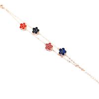 Zinc bracelets en strass en alliage , alliage de zinc, avec 4cm chaînes de rallonge, fleur, Placage de couleur d'or, pour femme & avec strass Environ 6.30 pouce, Vendu par brin