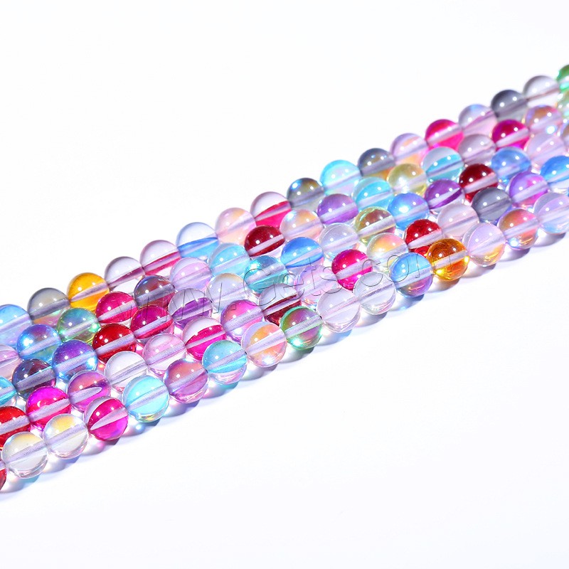 Natural Moonstone Beads, Resin, polished, DIY & different size for choice, multi-colored, Length:Approx 15 Inch, Sold By Strand