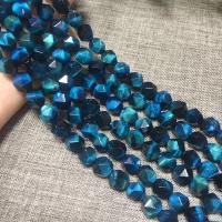 Tiger Eye Beads, natural, DIY & faceted, Peacock Blue Approx 15 Inch 