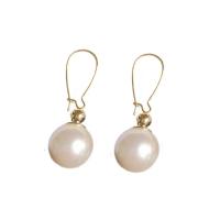 Plastic Pearl Zinc Alloy Earring, gold color plated, for woman & with plastic pearl 
