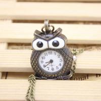 Pocket Watch, Metal Alloy, with Glass, Owl, vintage & Unisex 