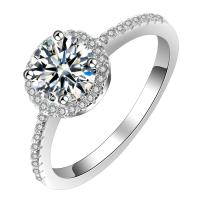 Zirkonia Messing Finger Ring, Ringform, platiniert, verschiedene Größen vorhanden & für Frau & mit kubischem Zirkonia, frei von Nickel, Blei & Kadmium, 7mmx7mm, verkauft von PC
