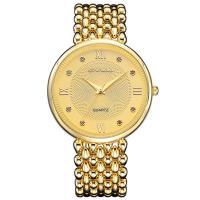 Reloj de Pulsera de mujeres, acero inoxidable, con dial de aleación de cinc & Cristal orgánico, movimiento chino, chapado en color dorado, para mujer & con diamantes de imitación, libre de níquel, plomo & cadmio, 210x38x9mm, Vendido por UD