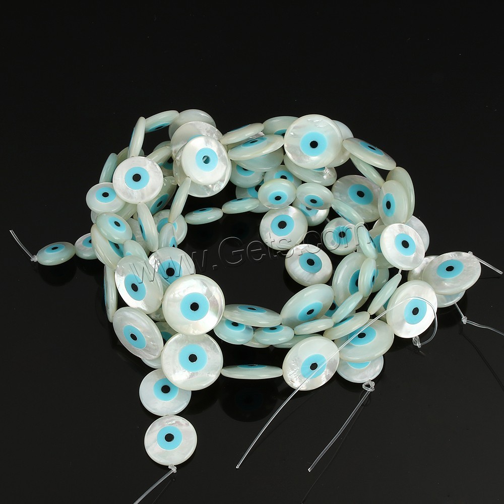 Natural White Shell Beads, Flat Round, with eye pattern & different size for choice & enamel, Hole:Approx 0.5mm, Sold By PC