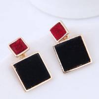 Zinc Alloy Drop Earring, with Plush, gold color plated, for woman, black and red 