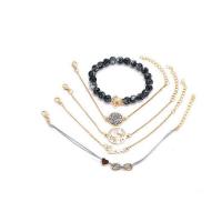 Zinc Alloy Bracelet Set, with 7cm extender chain, gold color plated, 5 pieces & for woman & with rhinestone Approx 7.09 Inch 
