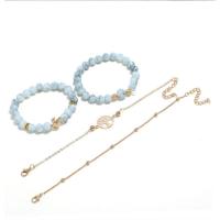 Zinc Alloy Bracelet Set, with Howlite, with 5cm extender chain, gold color plated, 4 pieces & for woman, 23mm Approx 7.68 Inch 
