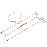 Zinc Alloy Bracelet Set, bangle & bracelet, with 5cm extender chain, gold color plated, 4 pieces & for woman & with rhinestone, 26mm,52mm,13mm Inner Approx 60mm Approx 7.49 Inch 
