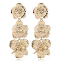 Zinc Alloy Drop Earring, Flower, gold color plated, for woman 