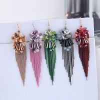 Fashion Fringe Earrings, Brass, with Quartz, Tassel, plated, for woman 