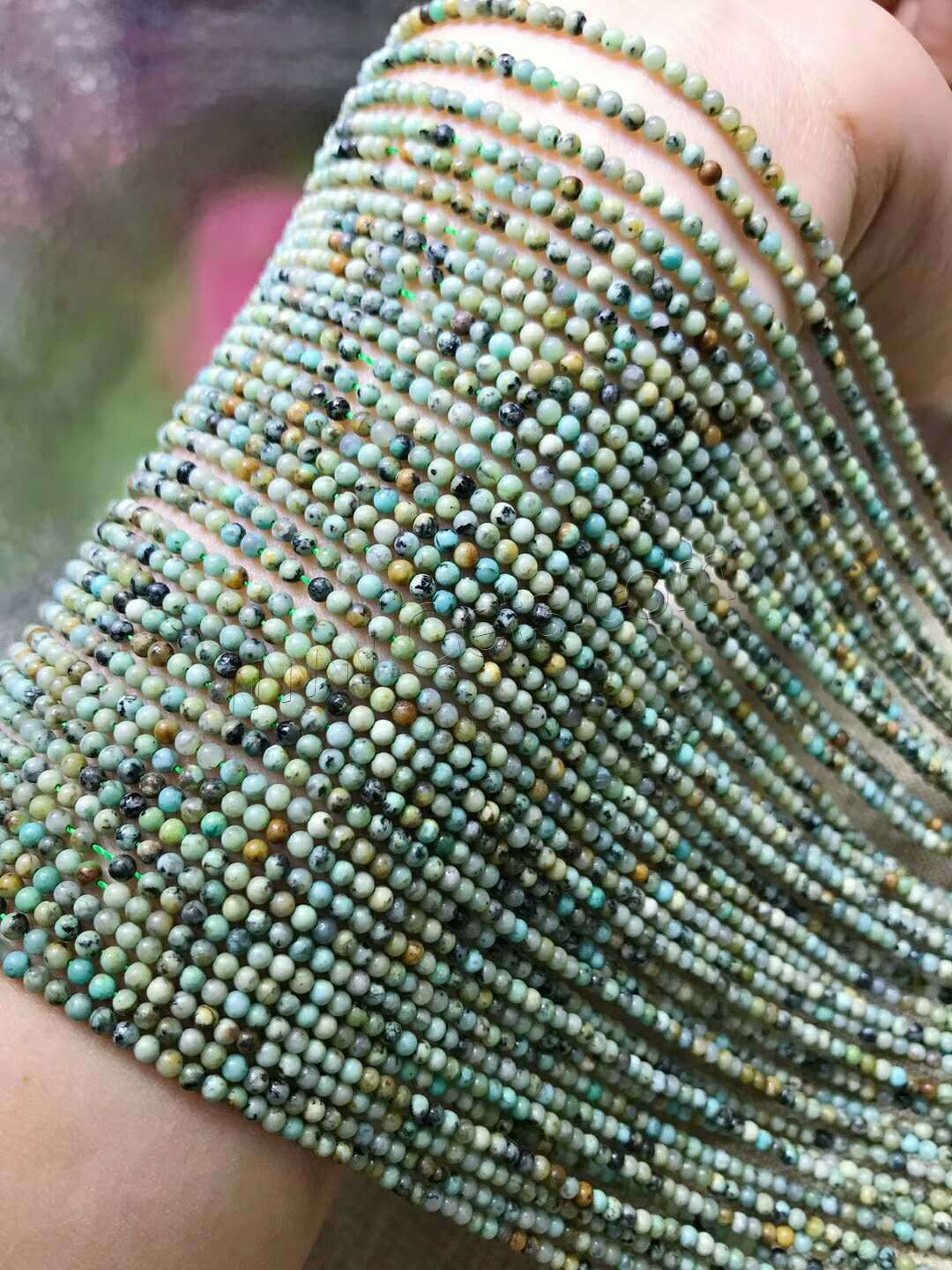 Perles en Turquoise naturelle, Rond, poli, DIY & normes différentes pour le choix, vert, Longueur:Environ 16 pouce, Vendu par brin