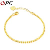 Brass Bracelets, with 2inch extender chain, gold color plated, ball chain & for woman, golden, 2mm Approx 7 Inch 