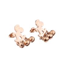 Stainless Steel Stud Earring, stainless steel post pin, Horse, plated, for woman, rose gold color, 13mm 