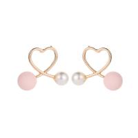 Zinc Alloy Stud Earring, Heart, plated, for woman & solid color, 27*22mm 
