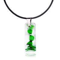 Lampwork Jewelry Necklace, Helix, handmade, for woman, green, 400mm+50mm .7 