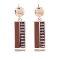 Zinc Alloy Drop Earring, Rectangle, gold color plated, for woman 