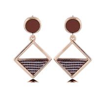 Zinc Alloy Drop Earring, Rhombus, gold color plated, for woman 