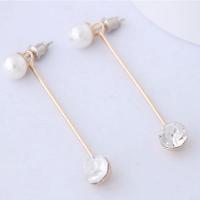 Plastic Pearl Zinc Alloy Earring, with ABS Plastic Pearl, gold color plated, detachable & for woman & with rhinestone 