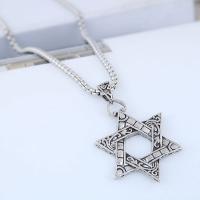 Zinc Alloy Sweater Chain Necklace, Hexagram, antique silver color plated, Unisex & box chain Approx 26.78 Inch 
