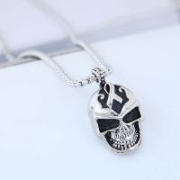 Zinc Alloy Sweater Chain Necklace, Skull, antique silver color plated, Unisex & box chain & enamel Approx 26.78 Inch 