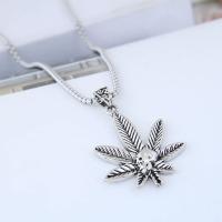 Zinc Alloy Sweater Chain Necklace, Leaf, antique silver color plated, Unisex & box chain Approx 26.78 Inch 
