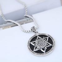 Zinc Alloy Sweater Chain Necklace, Flat Round, antique silver color plated, Unisex & box chain & enamel Approx 26.78 Inch 