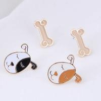Asymmetric Earrings, Zinc Alloy, Dog and Bone, gold color plated, for woman & enamel 18mm 