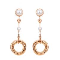 Plastic Pearl Zinc Alloy Earring, Geometrical Pattern, gold color plated, for woman & with plastic pearl, golden, 90mm 