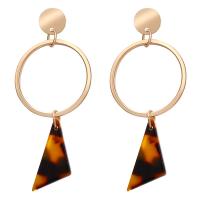 Zinc Alloy Drop Earring, with Acrylic, gold color plated, for woman & hollow, golden 