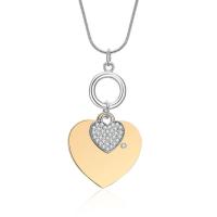 Zinc Alloy Sweater Chain Necklace, Heart, plated, micro pave rhinestone & for woman 52mm 