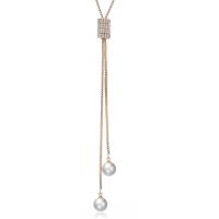 Zink -Legierung Eisen Kette Pullover Halskette, Zinklegierung, plattiert, Micro pave Strass & für Frau, keine, 160mm, verkauft von Strang