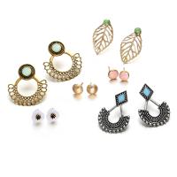Zinc Alloy Earring Set, Stud Earring & earring, with Acrylic, Geometrical Pattern, plated, for woman & hollow, multi-colored, 11mm, 33mm, 34mm, 36mm 