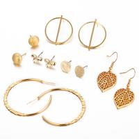 Zinc Alloy Earring Set, Stud Earring & earring, Geometrical Pattern, gold color plated, for woman & hollow, golden, 9mm, 10mm, 10mm, 30mm, 40mm, 45mm 