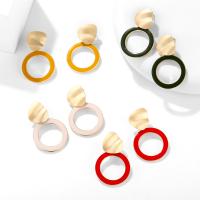 Zinklegierung Tropfen Ohrring, mit Acryl, Geometrisches Muster, goldfarben plattiert, für Frau, keine, 20x40mm, verkauft von Paar