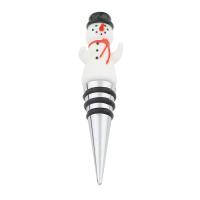 Christmas Lampwork Bottle Stopper, with Zinc Alloy, Snowman 112mm 