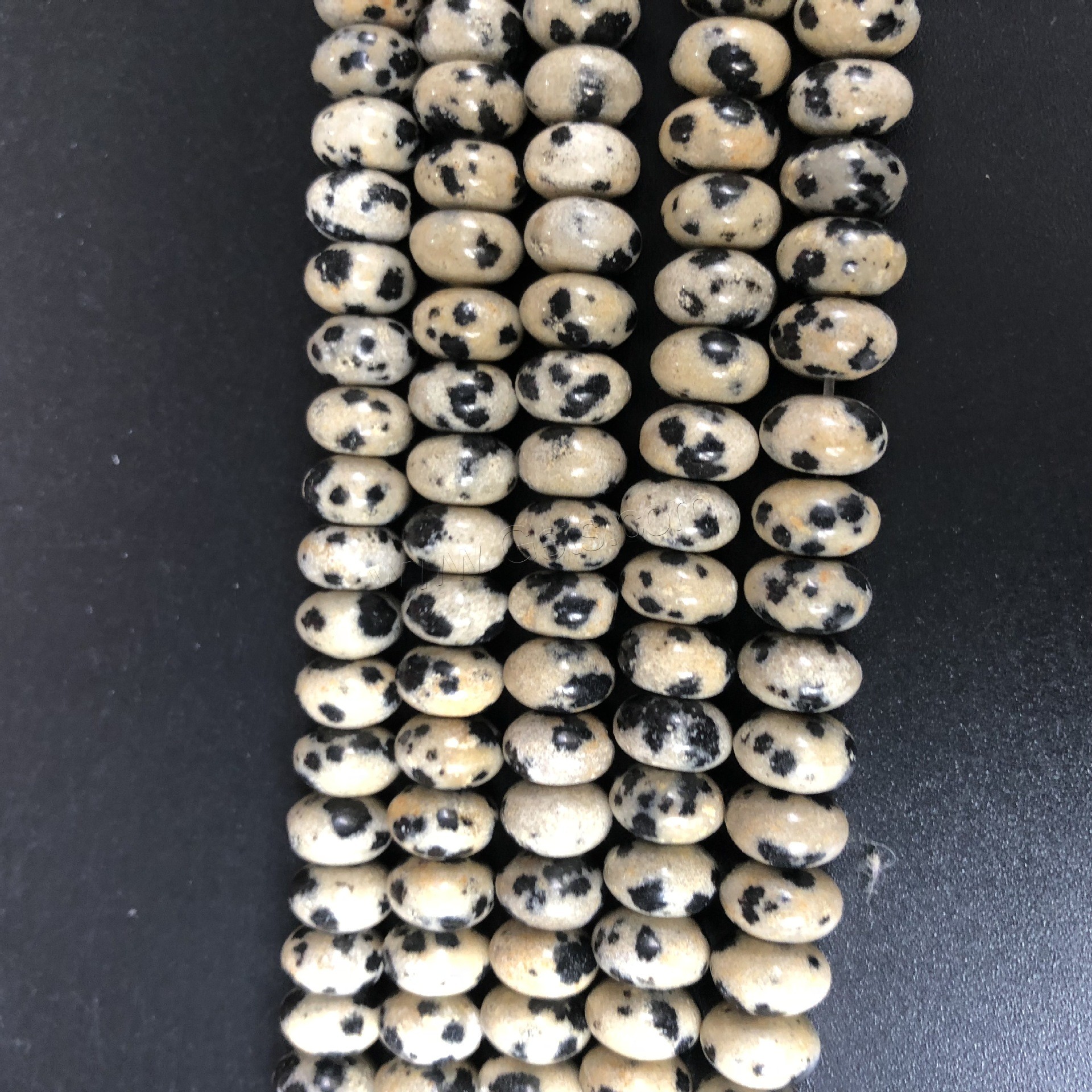 Dalmatinische Perlen, Dalmatiner, poliert, DIY & verschiedene Größen vorhanden, weiß und schwarz, Länge:ca. 15 ZollInch, verkauft von Strang