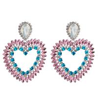 Zinc Alloy Drop Earring, with Acrylic, Heart, plated, for woman & with rhinestone 