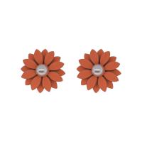 Zinc Alloy Stud Earring, Flower, painted, for woman 18mm 