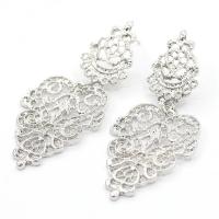Zinc Alloy Drop Earring, Leaf, plated, for woman & hollow 60*27mm 