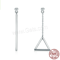 Asymmetric Earrings, 925 Sterling Silver, Geometrical Pattern, platinum plated, for woman, 36mm 