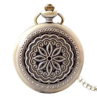 Pocket Watch, Zinc Alloy, with Plastic, Chinese movement, antique brass color plated, Unisex & carved, metallic color plated, 45MM Approx 19 Inch 