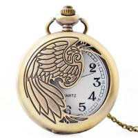 Pocket Watch, Zinc Alloy, with Plastic, Chinese movement, Wing Shape, antique brass color plated, Unisex & hollow, metallic color plated, 45MM Approx 19 Inch 