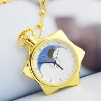 Pocket Watch, Zinc Alloy, with Plastic, Chinese movement, Hexagram, gold color plated, for woman, metallic color plated, 47MM Approx 31 Inch 