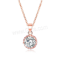 Brass Cubic Zirconia Necklace, with 2inch extender chain, plated, With Pendant & oval chain & for woman & with cubic zirconia Approx 17 Inch 