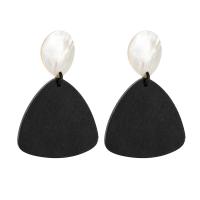 Wood Earring, with Acetate, for woman, black 